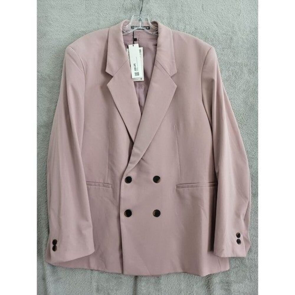 Zara Mens Double Breasted Blazer Sz 44 Light Pink Relaxed Fit Classic Formal New